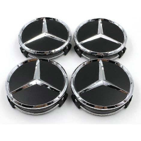 Enjoliveur de roue 4 pièces, logo Benz, jantes 75 mm, logo central, emblème sur les 3 coins (1/4)