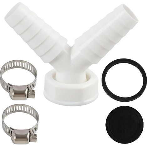 Raccord double évacuation lave-linge en Y, adaptateur 20-31mm pour machine à laver et sèche-linge, connecteur de vidange universel avec 2 colliers de serrage, pour lave-vaisselle et siphon (1/5)