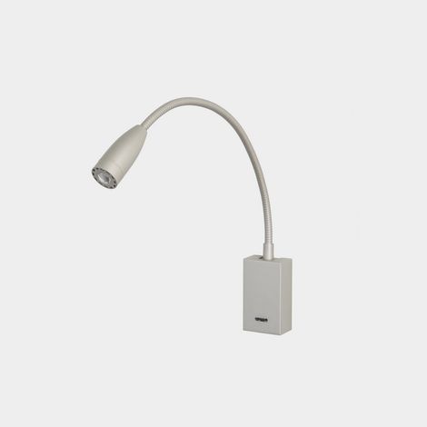 LEDS C4 Lit Rectangulaire LED Lampe de Lecture Bras Réglable Nickel Satiné IP20 2.2W 3000K