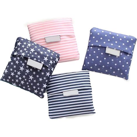 Sac De Courses Pliable - Tissu Oxford - Charge Max 20 Kg - 35 X 55 Cm Déplié - 10 X 10 Cm Replié - Lot De 4 (1/5)