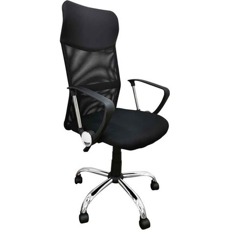 Home Heavenly®- Silla de escritorio Jasper, silla de oficina ergonómica con respaldo alto tapizado en tela transpirable y asient Color: Negro (1/5)