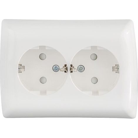 Schuko Doppelsteckdose Siemens, mit erhöhtem Berührungsschutz, titanweiß, 5UB2211-3