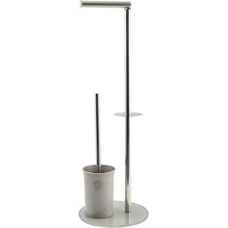 PIANTANA COLONNA ACCIAIO INOX PORTA SCOPINO BASE VETRO OVALE- Acciaio Inox Vetro Tortora- SPIRE- pezzi 1