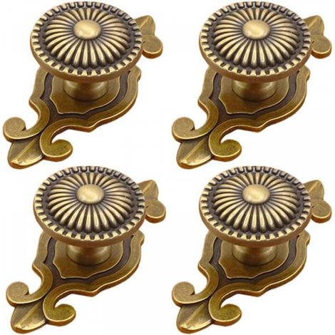 Lot de 4 boutons de placard en laiton style champignon vintage rétro avec plaque arrière, poignées de tiroir pour cuisine/placard/penderie/armoire (doré) (1/5)