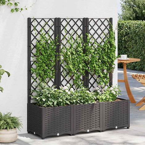 Jardinière de jardin avec treillis Noir 120 x 40 x 136 cm PP (1/5)