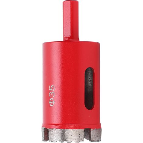 Scie cloche diamantée rouge en acier rapide pour marbre et béton - trépan denté ondulé Ø35 mm (1/5)
