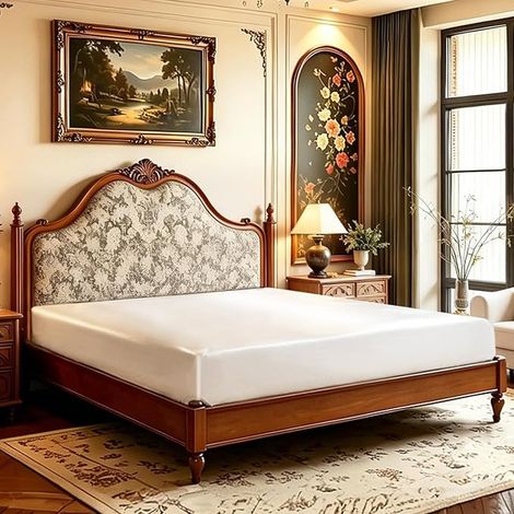 Drap Housse Satin 90x200cm, Matelas Jusqu'à 35 cm, Drap de lit en Satin de Polyester Lisse Respirant, Blanc (1/4)