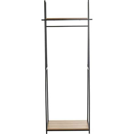 Porte-manteau en bois coloris chêne et métal coloris noir - Longueur 68 x profondeur 40 x hauteur 166 cm (1/5)