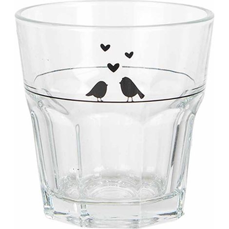 Verre à Eau Gobelet en Verre Transparent avec Motif Oiseaux pour Boisson Fraîche 200 ml - PANGIVO (1/3)