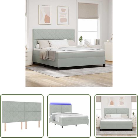 Boxspringbett - LED Boxspringbett mit Matratze Hellgrau 180 x 200 cm Samt (1/5)