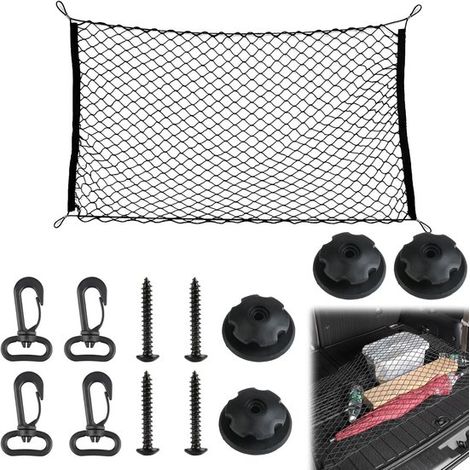 Filet de coffre de voiture - Filet de rangement pour toit de coffre - Sac de rangement en filet - Filet de coffre - Filet à bagages - Filet de séparation - Coffre universel - Organisateur de coffre -  (1/5)