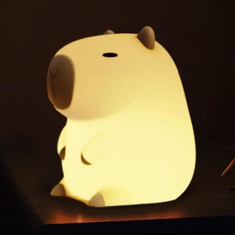 1 Veilleuse Capybara, Silicone Doux, LED Rechargeable USB, 800mAh, pour Chambre Enfant, Salon, Cadeau (1/4)