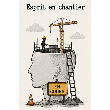 Plaque Métal Humour Esprit en Chantier Déco Bureau 30 x 20 cm (1/2)
