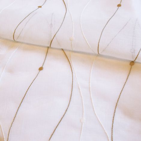 Voilage brodé motif vagues et pois Beige 140x240 cm (1/2)