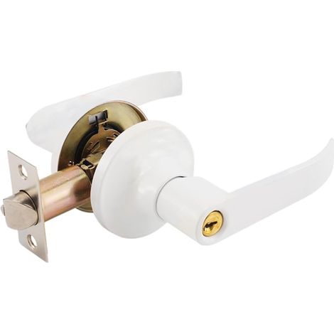 Stainless steel lever door handle with 3 keys for home, office, bedroom, bathroom (white) (1/5)