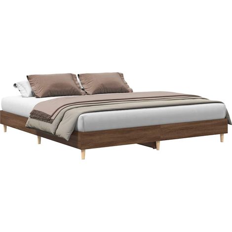 vidaXL Giroletto senza Materasso Rovere Marrone 200x200 cm Truciolato (1/5)