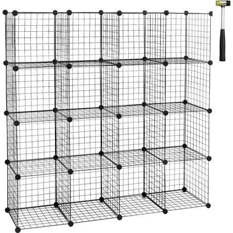 WOLTU 16 Cubi Fai da Te Filo Griglia. Scaffale Organizer Libreria Rack Metallico (1/5)