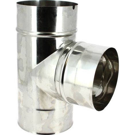TEN – Té d'équerre inox 304 Ø139 – Raccord fumisterie mâle à angle 90° – Tube simple paroi pour tous combustibles