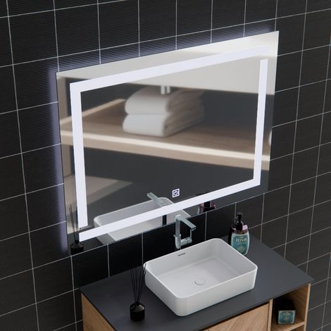 Miroir LED Giga 80x60cm Argent Touch Lumiere 6000K (1/5)