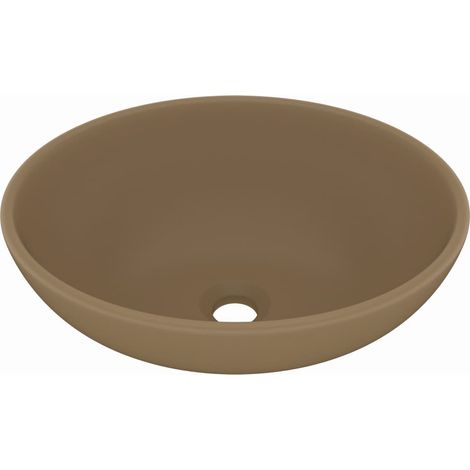 Lavabo ovalado de lujo lavabo de encimera para inodoro lavamanos para baño tocador interior del hogar 40 x 33 cm cerámica color crema mate 020002672 (1/5)