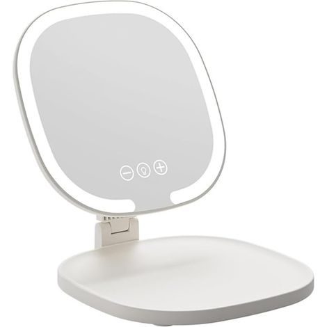 Miroir de Maquillage à LED avec Lumière, Grossissement 1X/3X, Miroir de Voyage Pliable et Portable, pour les Femmes (1/5)