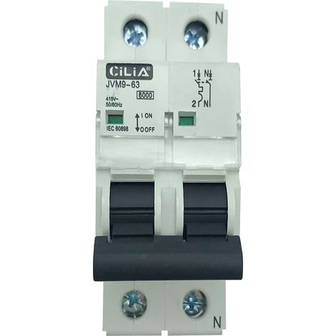 Interruttore magnetotermico 2 poli 415V 63A C10 JVM9-63 (1/2)