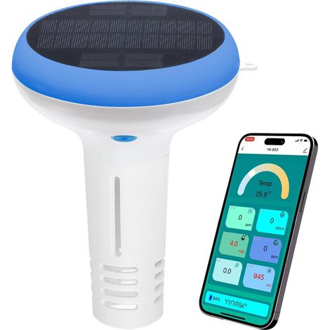 Testeur de Chlorure Intelligent pour Piscine, Moniteur Flottant 7 en 1, Avec Connectivité WiFi Intelligente,Capable de Détecter le pH, FAC, Sel, ORP, EC, Tds et la Temp (1/5)