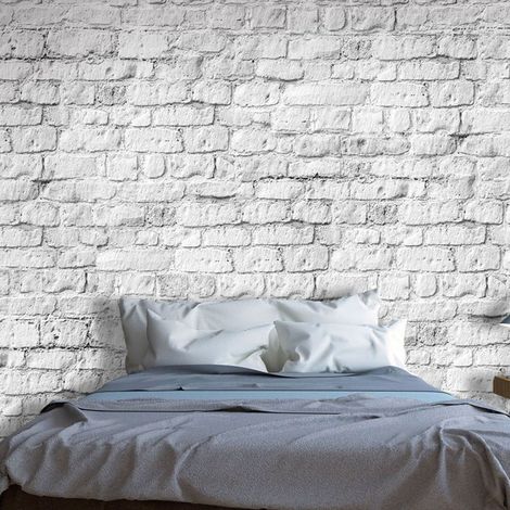 Papier peint brique blanche - 150 x 105 cm