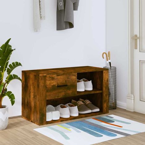 vidaXL Zapatero madera contrachapada roble ahumado 80x35x45 cm (1/5)