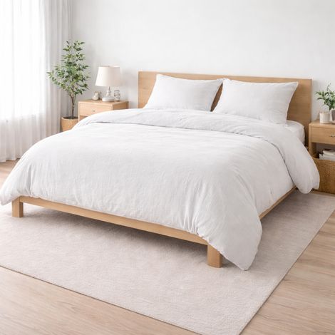 Parure de lit 240 x 220 cm Sienna Blanc + 2 taies 63x63 cm – Double face gaze de coton & coton 57 fils
