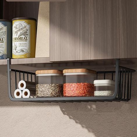 Paniers sous étagère, Panier de Placard en Métal, Panier Suspendu pour Cuisine, Bureau, Placard, Panier de Rangement (L) (1/2)