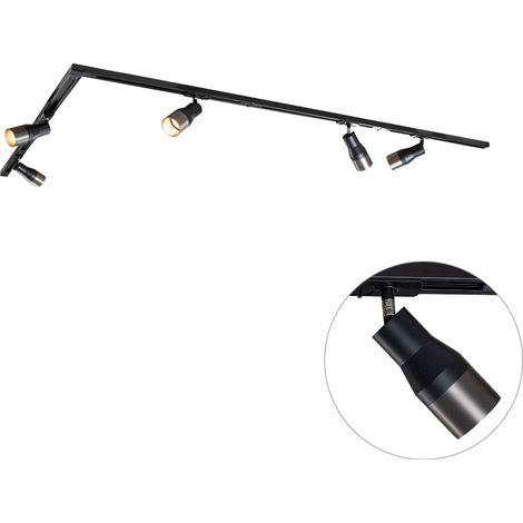 Modernes Schienensystem mit 5 Spots in Gunmetal - Iconic Kohua (1/4)