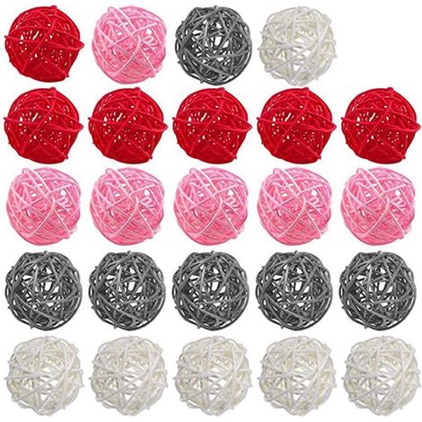 Boules Tressées - Boules Décoratives en Rotin Indonésien 20 x 25 x 5 cm - Remplissage de Vase Centre de Table Mariage Fête Déco Intérieure Extérieure - Lot de 24 (1/5)