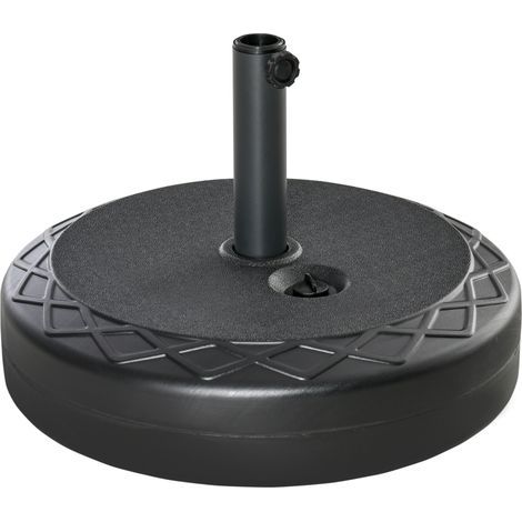 AMXCNOY Socle pour mât de parasol Ø38/48 mm, supporte jusqu'à 30 kg d'eau ou 40 kg de sable, en PEHD noir, Ø55 x 38 cm, support stable pour jardin (1/5)