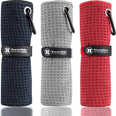 Handy Picks microfibre - Golf - serviette (40, 6 x 40, 6 cm) avec Karabiner - Clip, Waffelmuster, Golf - serviette (1/4)