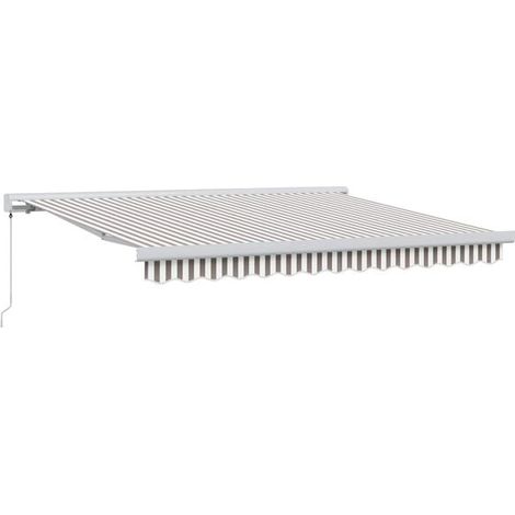 Store banne rétractable, gris clair et blanc, 300 x 250 cm (1/5)