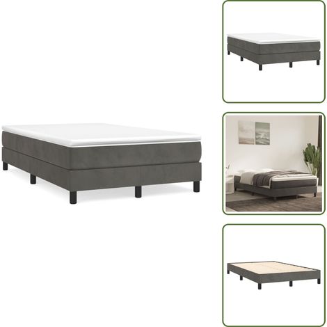 The Living Store Boxspringbett mit Matratze Dunkelgrau 120x190 cm Samt - Samtbett - Boxspringbett - Doppelbett - Schlafzimmermöbel - Luxusbett (1/5)