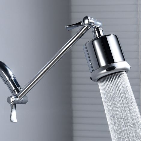 Pommeau de douche avec bras de douche et barre d'extension réglable