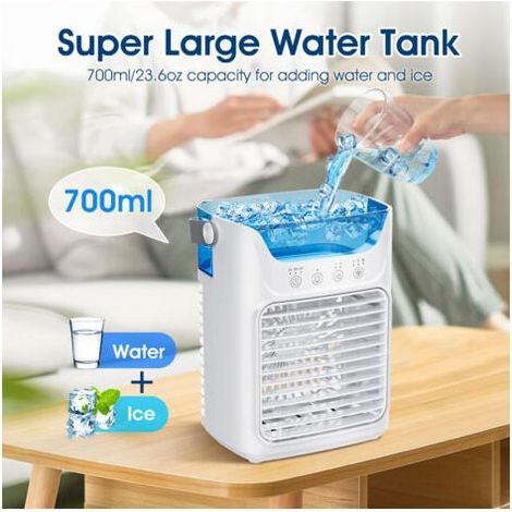 Climatiseur Mobile, Ventilateur de l'unité de Climatisation-Climatiseur Portable et Refroidisseur D'air Humidificateur et Ventilateur de Refroidissement de Bureau 4-en-1 avec 700ML / 2 Brouillard