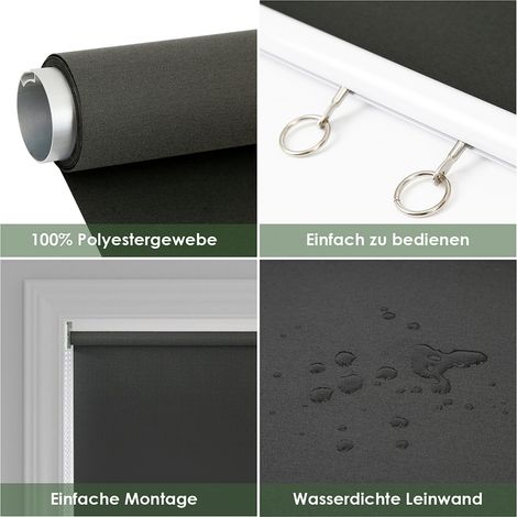 Wolketon Senkrechtmarkise 100 x 240cm Balkonmarkise Sonnenschutz. UV-bestaendige Vertikalmarkise. Windschut und Sichtschutz. aus Metall und Polyester.Anthrazit (1/3)