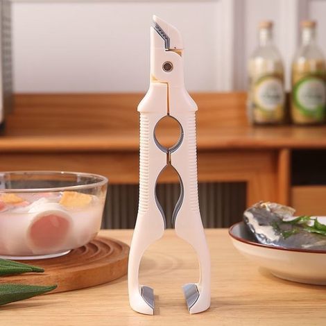 Pinza multifunzione 3 in 1 per piastra calda, morsetto per tazza antiscottatura multi-regolabile e manico da forno resistente al calore (BIANCO) (1/2)