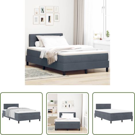 vidaXL Holzrahmen -  Boxspringbett mit Matratze Dunkelgrau 120 x 200 cm Samt (1/5)