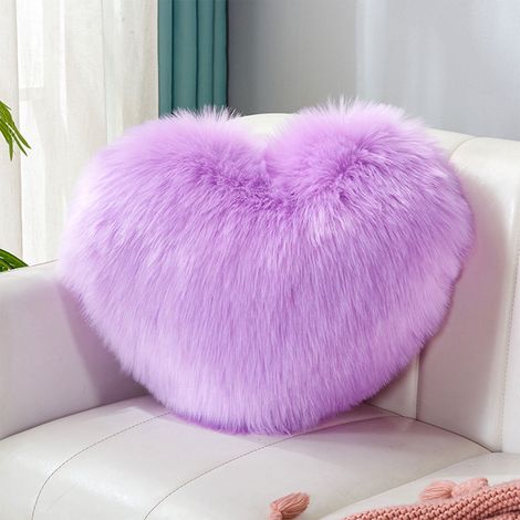 Coussin En Forme De Cœur - Fausse Laine - 40 X 30 Cm - Décor Salon Chambre - 1 Pièce (1/5)