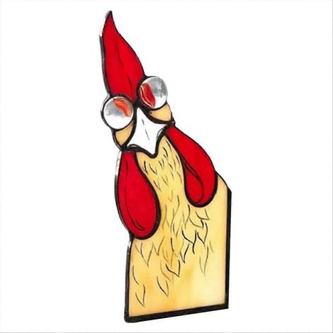 Décoration amusante pour coin de fenêtre - Coq qui regarde, Décoration de jardin coq B (1/5)