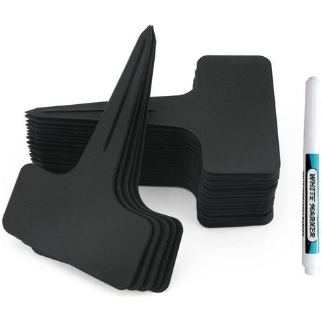100 Pcs Épais en Plastique Marqueurs Plant Étiquettes Noir T Type Jardin Plant Étiquettes Potager avec Stylo étanche Etiquetage Réutilisable et Accessoires pour Plantes(Noir) H (1/5)