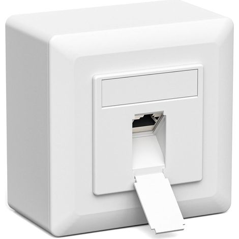 Cat7 1 Port Network Socket - Shielded 10 Gigabit LAN Socket - Universal Surface/Flush-Mounted Network Socket - POE+ - CAT7 CAT6 CAT6A Compatible - White (1/5)