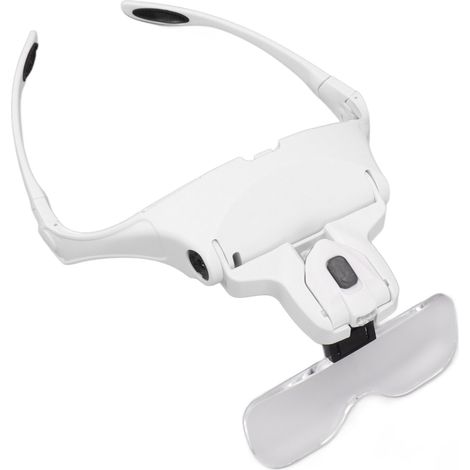 Lunette Loupe Frontale Sans Mains 1X 1.5X 2X 2.5X 3.5X avec Lampe LED pour Travail de Précision, Lecture, Couture (1/5)