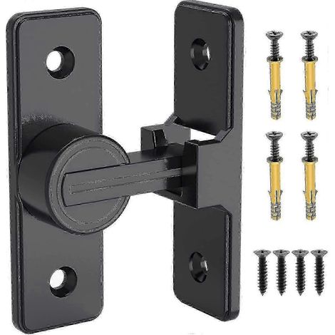 Quincaillerie de verrouillage robuste à 90 degrés pour porte de grange - Loquet de sécurité à bascule en alliage de zinc, phosphorescent, noir mat, pour portails coulissants, portes de jardin et porte (1/5)