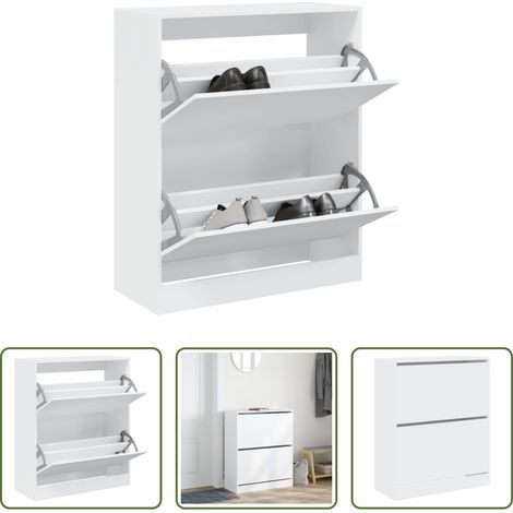 Schuhschrank Weiß -  Schuhschrank Weiß 80x34x96,5 cm Holzwerkstoff (1/5)