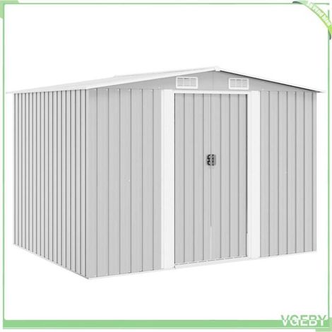Abri de jardin métal - FAFEICY - 42907 - 257x205x178 cm - Acier galvanisé - Doubles portes coulissantes (1/5)